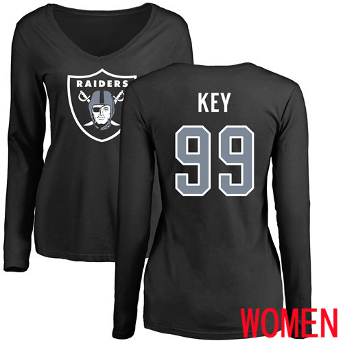 Oakland Raiders Olive Women Arden Key Name and Number Logo NFL Football #99 Long Sleeve T Shirt